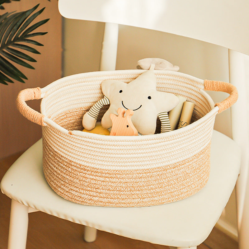 AshlynNest Oval Two-Tone Cotton Rope Basket