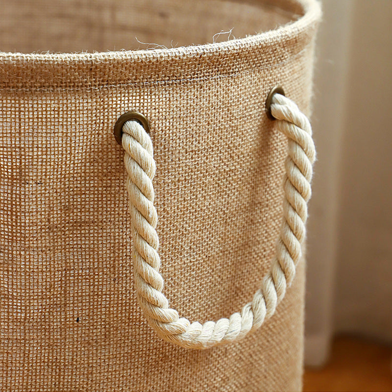 AshlynNest Jute Cylinder Hamper with Rope Handles