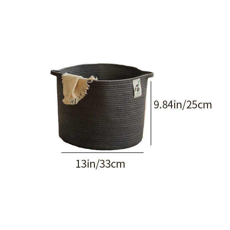 AshlynNest Charcoal Round Cotton Rope Basket