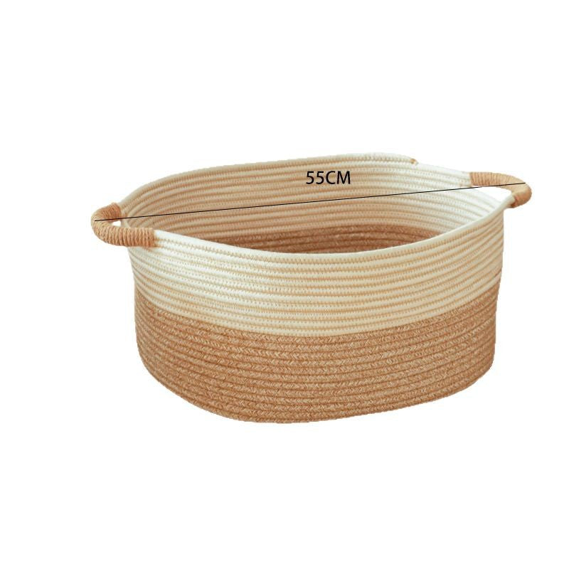 AshlynNest Oval Two-Tone Cotton Rope Basket