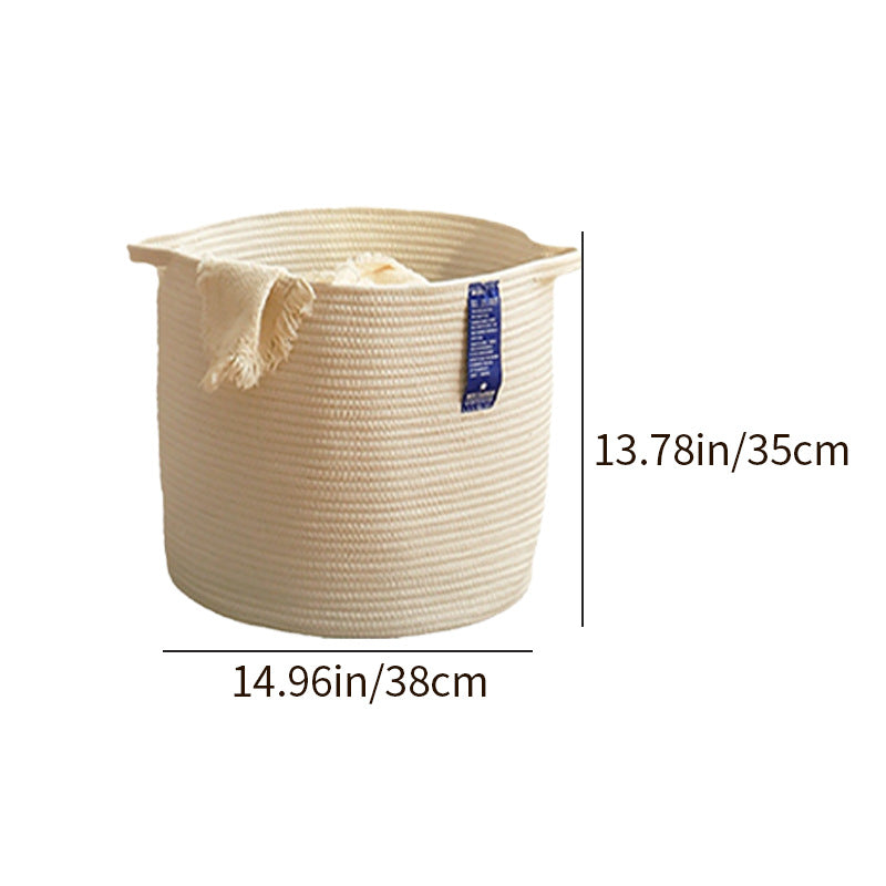 AshlynNest Charcoal Round Cotton Rope Basket