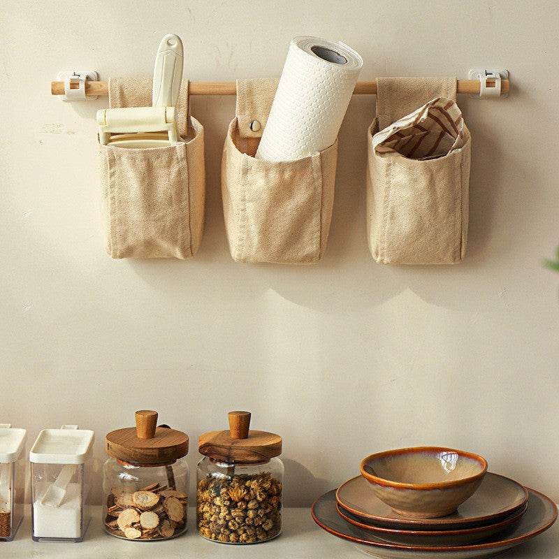 AshlynNest Canvas Wall Pocket Organizer with Wood Rod