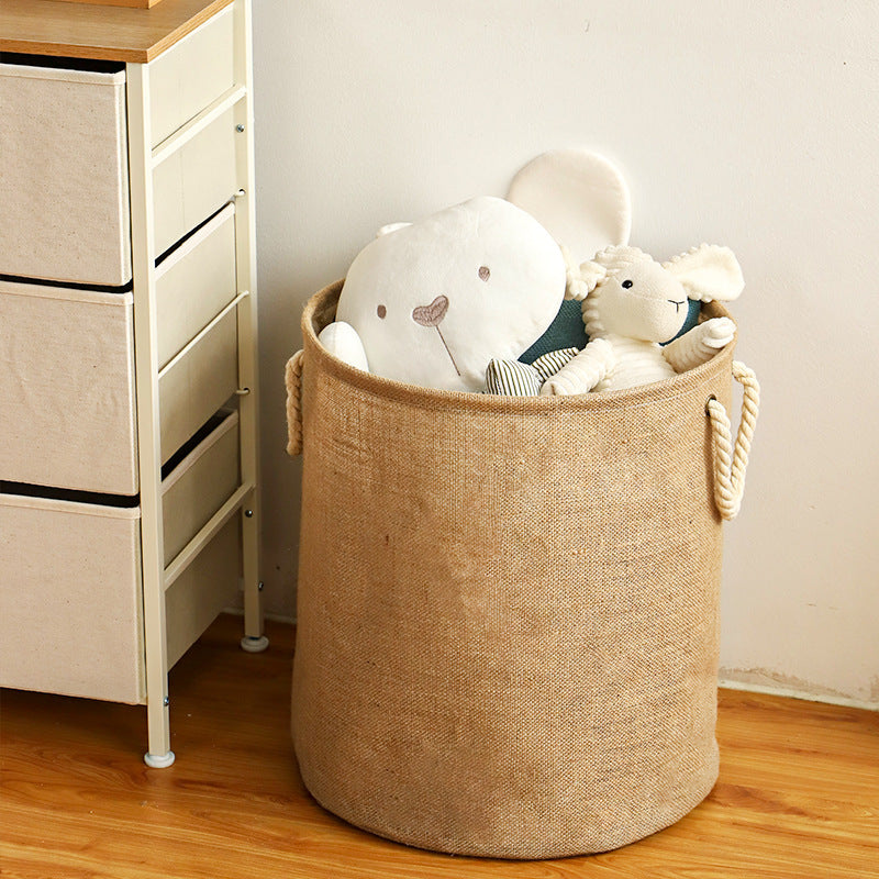 AshlynNest Jute Cylinder Hamper with Rope Handles