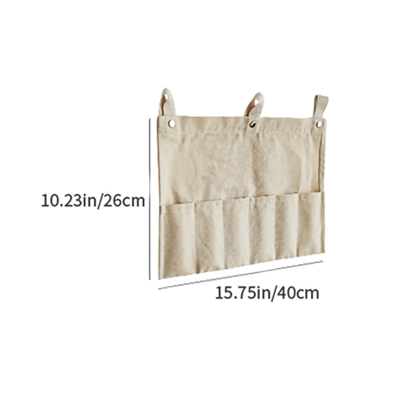 AshlynNest Canvas Wall Pocket Organizer with Wood Rod