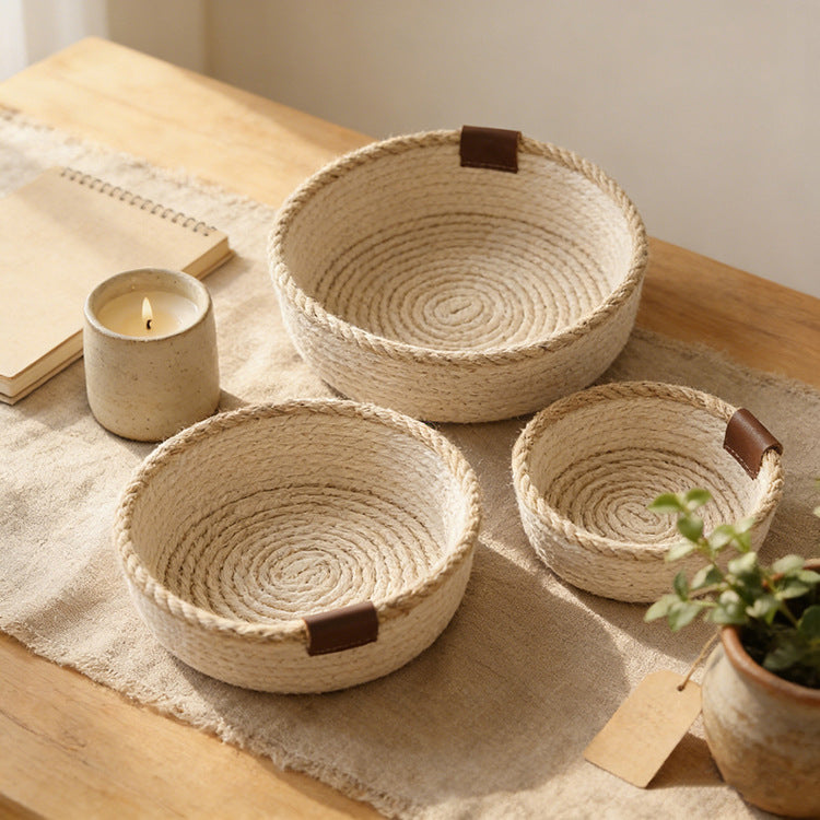 AshlynNest Cotton-Jute Rope Bowl Set of 3