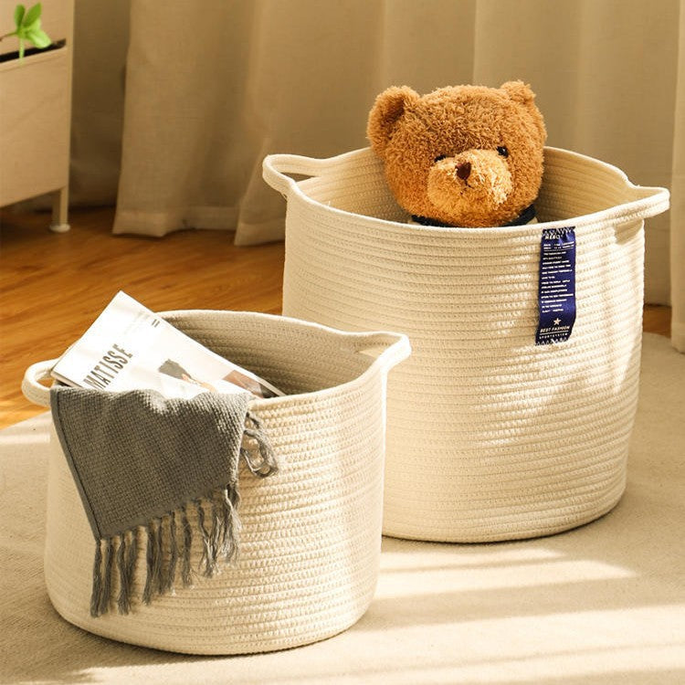 AshlynNest Charcoal Round Cotton Rope Basket