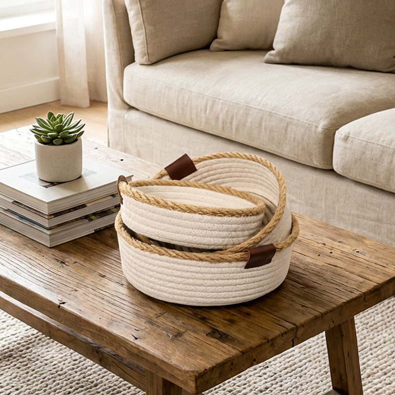 AshlynNest Cotton-Jute Rope Bowl Set of 3