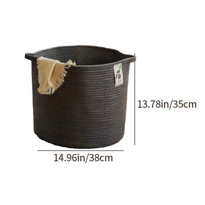 AshlynNest Charcoal Round Cotton Rope Basket